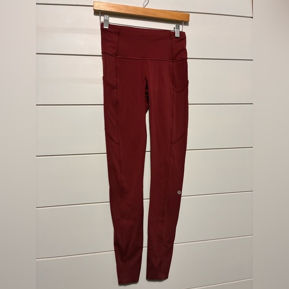 lululemon Fast and Free High-Rise Brushed Tight 28" Nulux Mulled Wine Size 4 - Picture 13 of 13